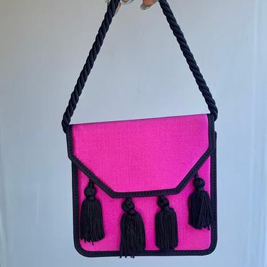 ESCADA Hot Pink Mini Bag with Black Tassels 