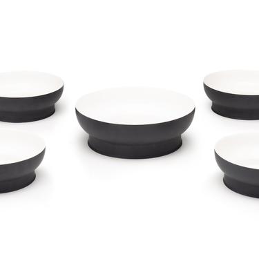 Off White and Black Porcelain Bowls / Setting for Four by Ann Demeulemeester