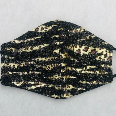 Black &amp; Gold Foil Leopard Print Face Mask