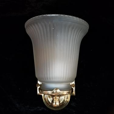 Vintage Brass Sconce with Frosted Shade