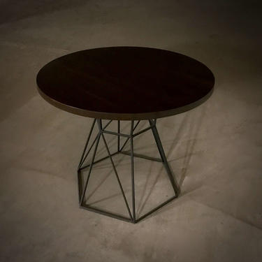 Soild Walnut Dining Table with Modern Geometric Steel Base, Hexagon Table Base 