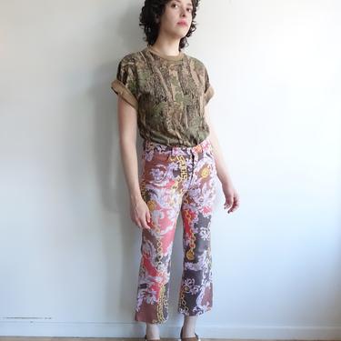 Vintage 90s VERSACE Printed Pants/ Baroque Chain Jewel Novelty Print Jeans/ Designer Trousers/ Size 30 