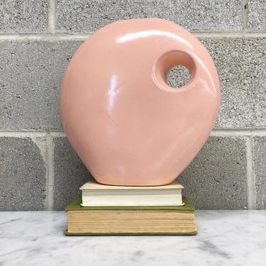 Vintage Vase Retro 1980s Contemporary + Ceramic + Pink + Abstract + Geometric Shape + Plant or Flower Display + Home Decor 