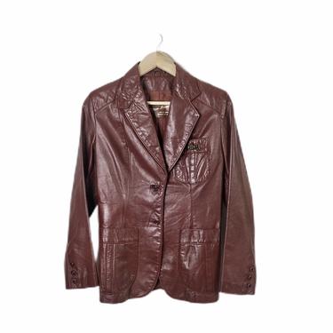 Vintage Ettienne Aigner Oxblood Red  Leather Jacket, Size 8 