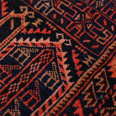 Ochre &#038; Navy Vintage Oriental Rug