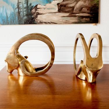 Brass Gazelle / Deer Bookends - Pair 