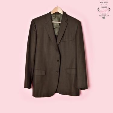 1960's Mens Vintage Blazer Suit Jacket, Brown Green Sport Coat, 46&quot; Chest 