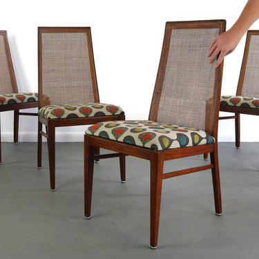 Set of 4 Cane Back Dining Chairs by Foster Mcdavid in Walnut 
