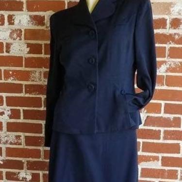 Vintage 40s Navy  Wool Suit WW2 size Medium/Large 