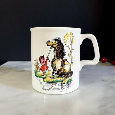 Vintage Thelwell Grumpy Pony Mug, made in England - Equestrian Horse Lover Gift, Cross Country, English Saddle, Pony Parent, Horseback Rider 