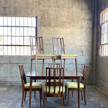 Mid-Century Broyhill Brasilia Dinning Set with Six Chairs and One Leaf + Upholstery!
