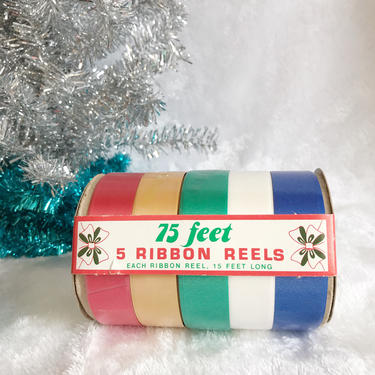 Vintage Gif-Tye Ribbon by Bel Air Christmas Wrapping Ribbon | 70s Gift Wrap Ribbon Reels by blindcatvintage