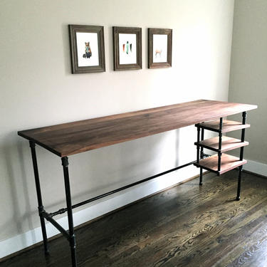 The WYATT Desk - Standing Desk / Seated Desk - Reclaimed Wood &amp; Pipe 