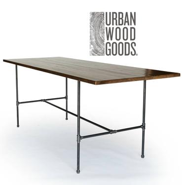 Industrial Style Bar Height Table 42&amp;quot;H made with reclaimed wood and pipe leg base.  Custom heights, designs and sizes welcome. 