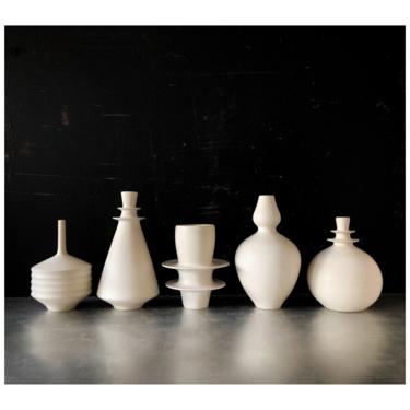 Reserved For Ashley- set of 6 custom White Matte Ceramic Vases by Sara Paloma 