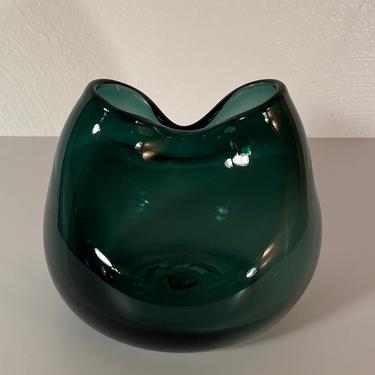 Green-Grey Pinched Glass Bowl/Vase 