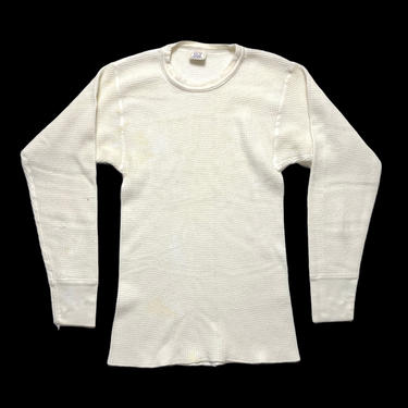 Vintage 1970s/1980s Thermal Cotton Undershirt ~ fits XXS / women's XS to S ~ Long John ~ Waffle Knit ~ Henley / Sweatshirt 