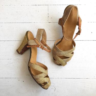 Gold Mesh heels | 1930s shoes | vintage 30s shoes 