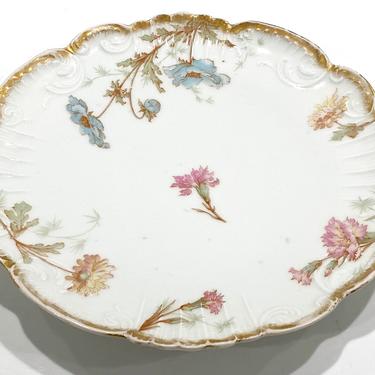 Tressemann and Vogt TV France Limoges Antique Plate With Pink and Blue Flowers 