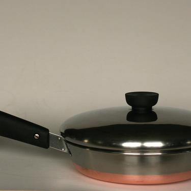 vintage revere ware 8&amp;quot; frying pan copper clad bottom double ring mark 