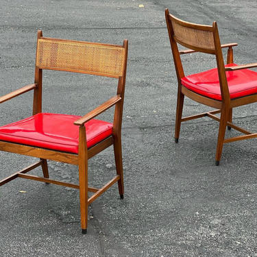 Pair of Cane & Walnut Chairs