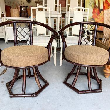 Pair of Rattan Swivel Chairs