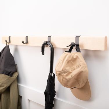 Coat rack in solid wood with movable hooks - large format 42in 