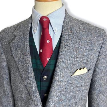 Vintage HARRIS TWEED Wool Blazer ~ 40 R ~ Herringbone / Donegal ~ jacket / sport coat ~ Preppy / Ivy League / Trad ~ 