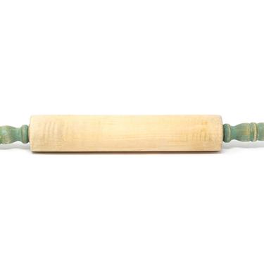 Vintage Wooden Rolling Pin, Wood Rolling Pin with Green Handles 