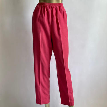 Linen Blend Dark Pink High Waist Comfy 80's Pants fits M - L 