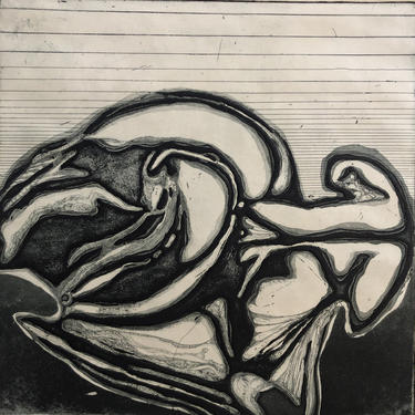 Vintage Black and White Abstract Etching on paper, Limited Edition AP by Kimberly McCormack, 1975 
