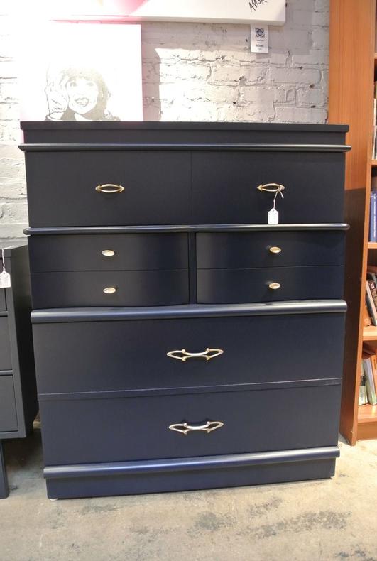Navy chest of drawers. $550