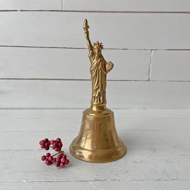 Vintage Brass Statue Of Liberty Bell // Patriotic Brass Decor, Patriotic Collector // Brass Bell For Desk, Bedside // Perfect Gift 