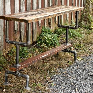 Weathered Gray Wood and Industrial Pipe Bar Height Table 