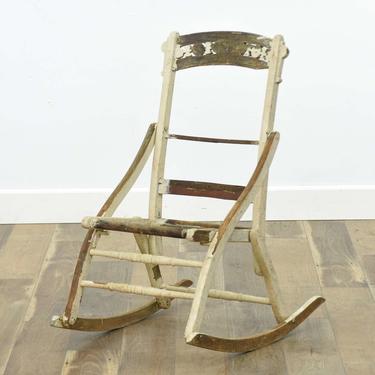 Antique Carved Folding Rocking Chair Frame 