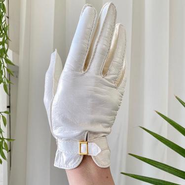 60s White Leather Gloves