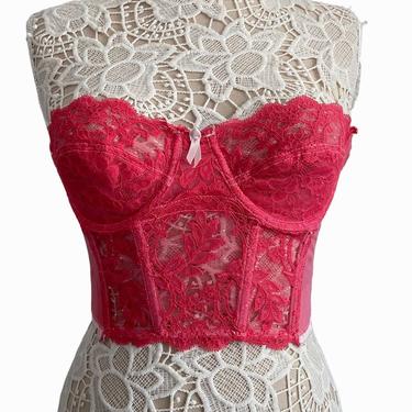 Hot Pink Hand Dyed Lace Bustier 