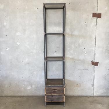Industrial Tall Shelf with Two Drawers