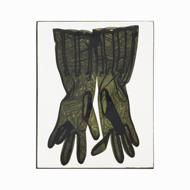 Karen Savage Photogram Lace Gloves Green Vintage 