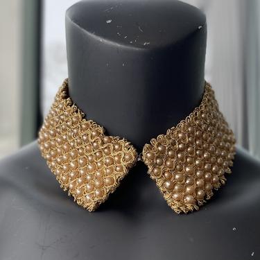 Vintage Faux Pearl Collar Choker Necklace 1950s 1960s Beaded Costume Jewelry Retro Midcentury 