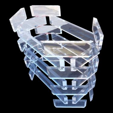 Architectural Stacked Lucite Dining Table Base or Desk Base for use with Rectangular Glass Table Top (not included) 