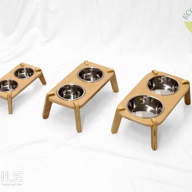 Raised Wooden Pet Bowl Holder // Wood Dog or Cat Bowl Stand // Small to Large Size Feeding Stations by DesignAgile