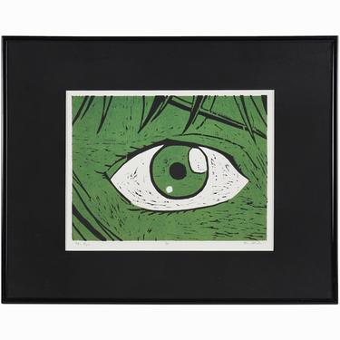Vintage &quot;The Eye&quot; Woodcut Print on Paper 
