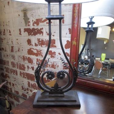 ANTIQUE WROUGHT IRON OBJECT TURNED INTO LAMP