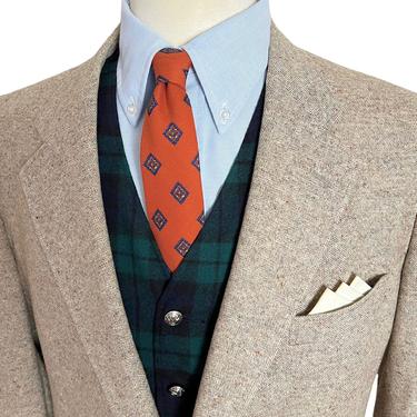 Vintage Cricketeer DONEGAL TWEED 100% Wool Blazer ~ 42 to 44 Long ~ jacket / sport coat ~ Flecked ~ Preppy / Ivy Style /Trad ~ 