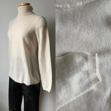Cream Cashmere Turtleneck Sweater 