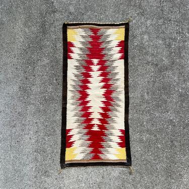 Vintage Wool Gallup Throw Rug Southwestern Textile New Mexico 39x19 