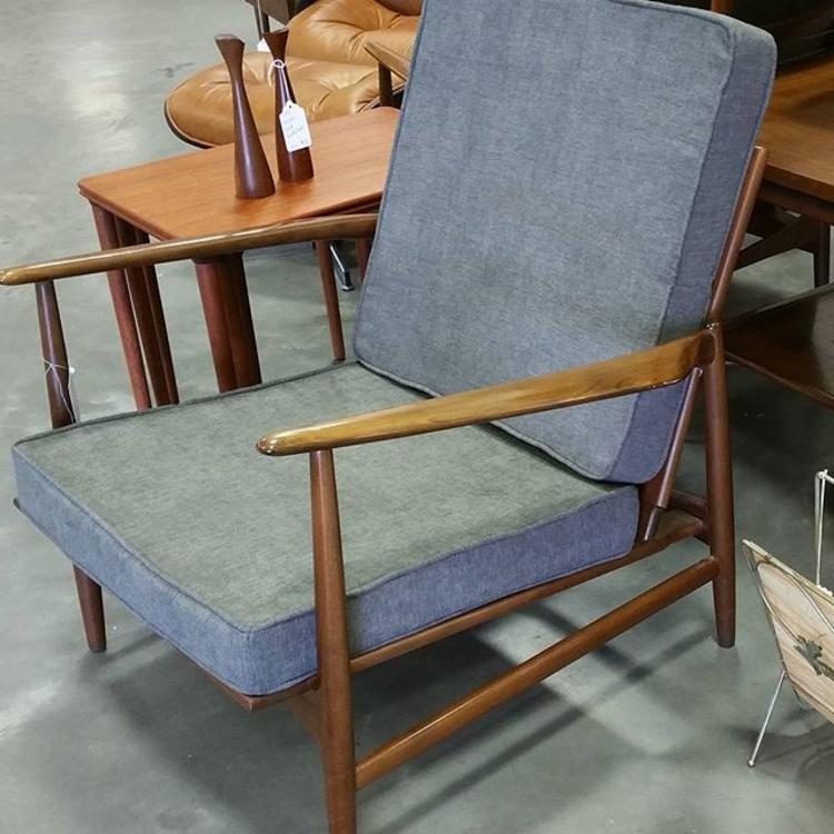Danish mid-century Spear chair designed by Kofod Larsen for Selig. $995. Two available.