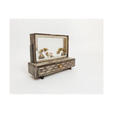 Mid Century Wood Terrarium Box with Drawer / Jewelry Box 
