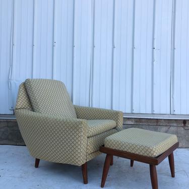 Mid Century Danish Lounge Chair &amp; Teak Ottoman